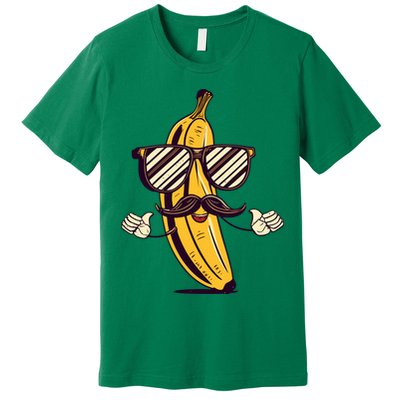 Banana Mustache Sunglasses Face Funny Fruit Cool Banana Gift Premium T-Shirt