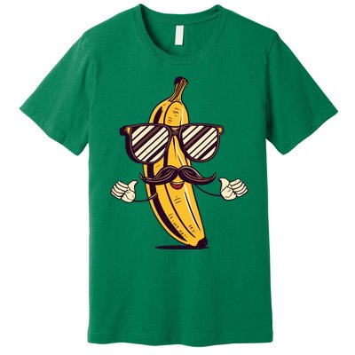 Banana Mustache Sunglasses Face Funny Fruit Cool Banana Gift Premium T-Shirt