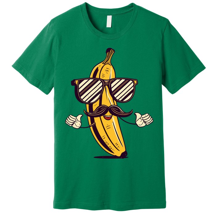 Banana Mustache Sunglasses Face Funny Fruit Cool Banana Gift Premium T-Shirt