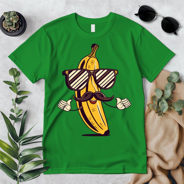 Banana Mustache Sunglasses Face Funny Fruit Cool Banana Gift Premium T-Shirt