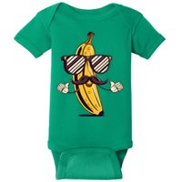 Banana Mustache Sunglasses Face Funny Fruit Cool Banana Gift Baby Bodysuit