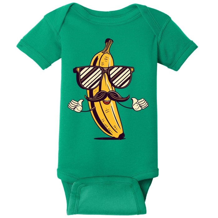 Banana Mustache Sunglasses Face Funny Fruit Cool Banana Gift Baby Bodysuit