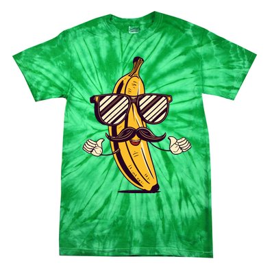 Banana Mustache Sunglasses Face Funny Fruit Cool Banana Gift Tie-Dye T-Shirt