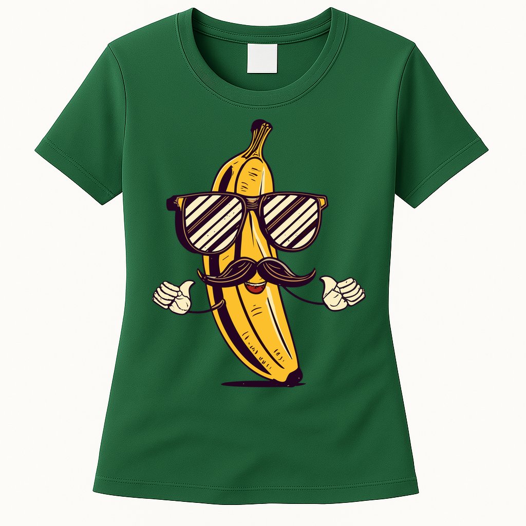Banana Mustache Sunglasses Face Funny Fruit Cool Banana Gift Womens T-Shirt
