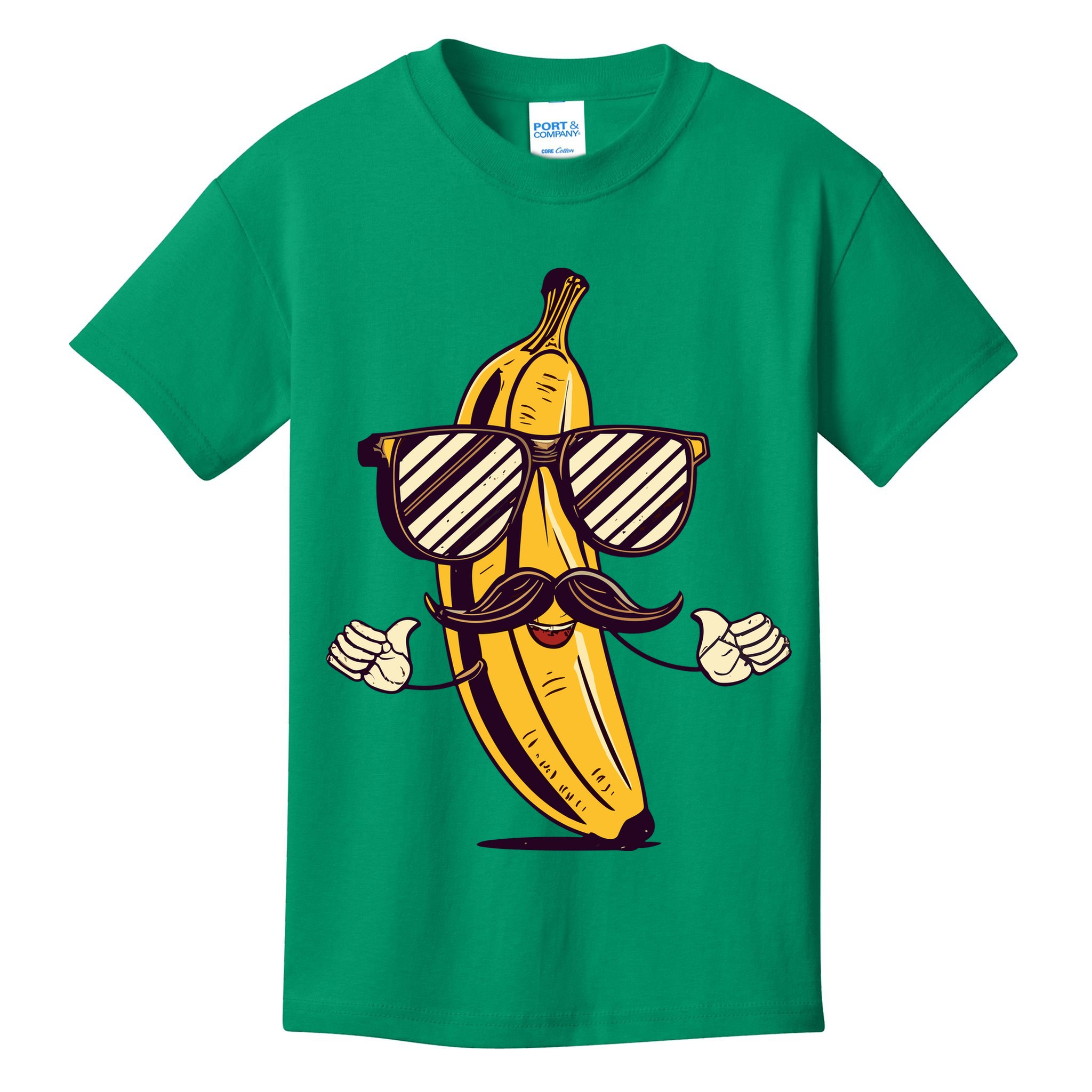 Banana Mustache Sunglasses Face Funny Fruit Cool Banana Gift Kids T-Shirt