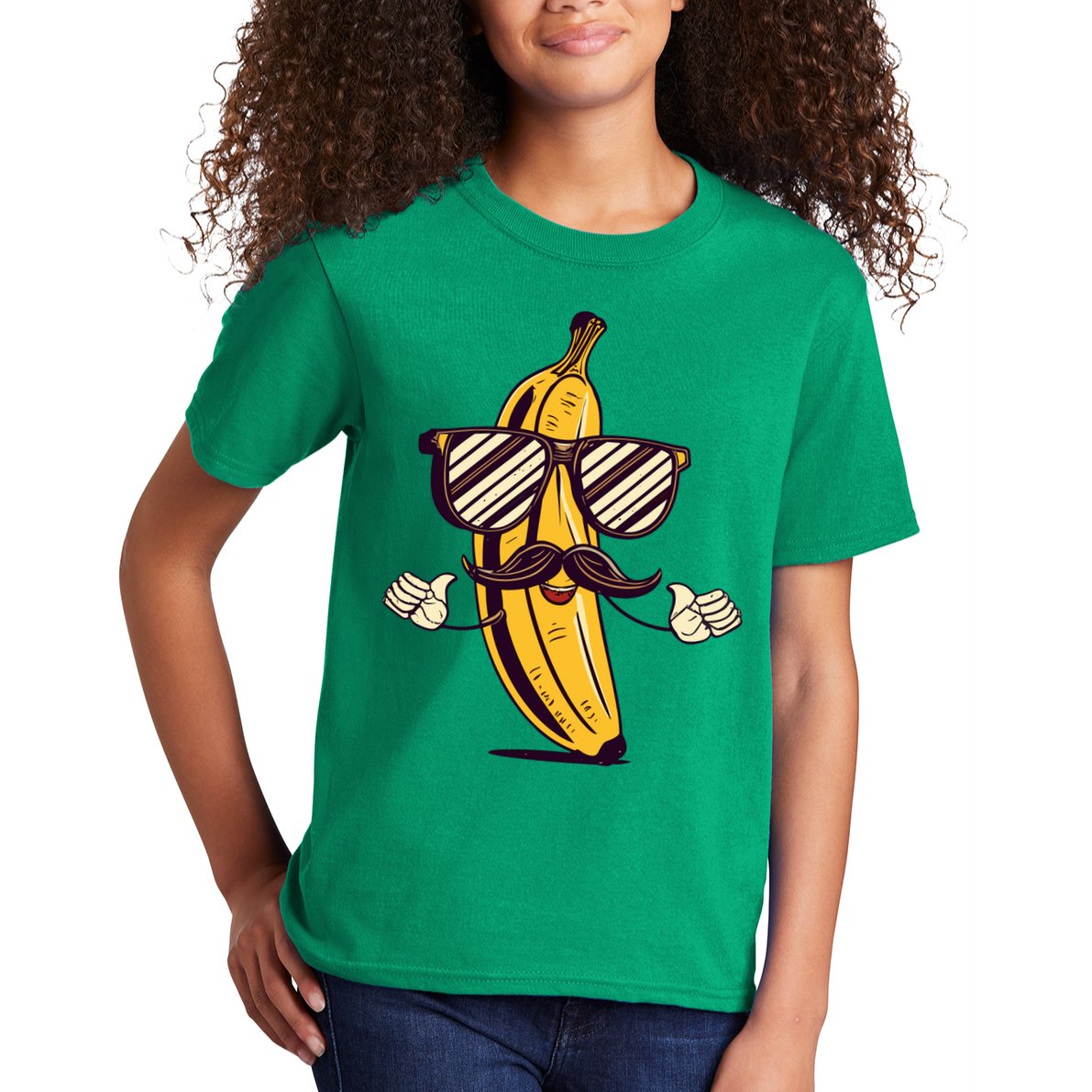 Banana Mustache Sunglasses Face Funny Fruit Cool Banana Gift Kids T-Shirt