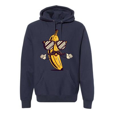 Banana Mustache Sunglasses Face Funny Fruit Cool Banana Gift Premium Hoodie