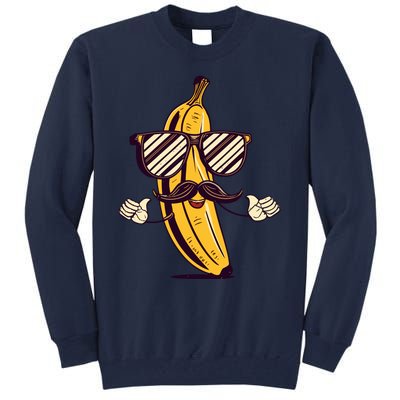 Banana Mustache Sunglasses Face Funny Fruit Cool Banana Gift Tall Sweatshirt