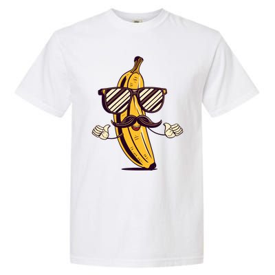 Banana Mustache Sunglasses Face Funny Fruit Cool Banana Gift Garment-Dyed Heavyweight T-Shirt