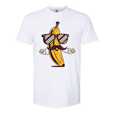 Banana Mustache Sunglasses Face Funny Fruit Cool Banana Gift Softstyle CVC T-Shirt