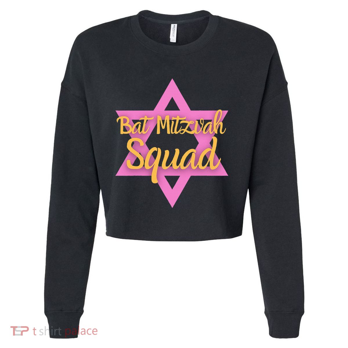 Bat Mitzvah Squad Girl Jewish Star Of David 13 Years Old Cropped Pullover Crew