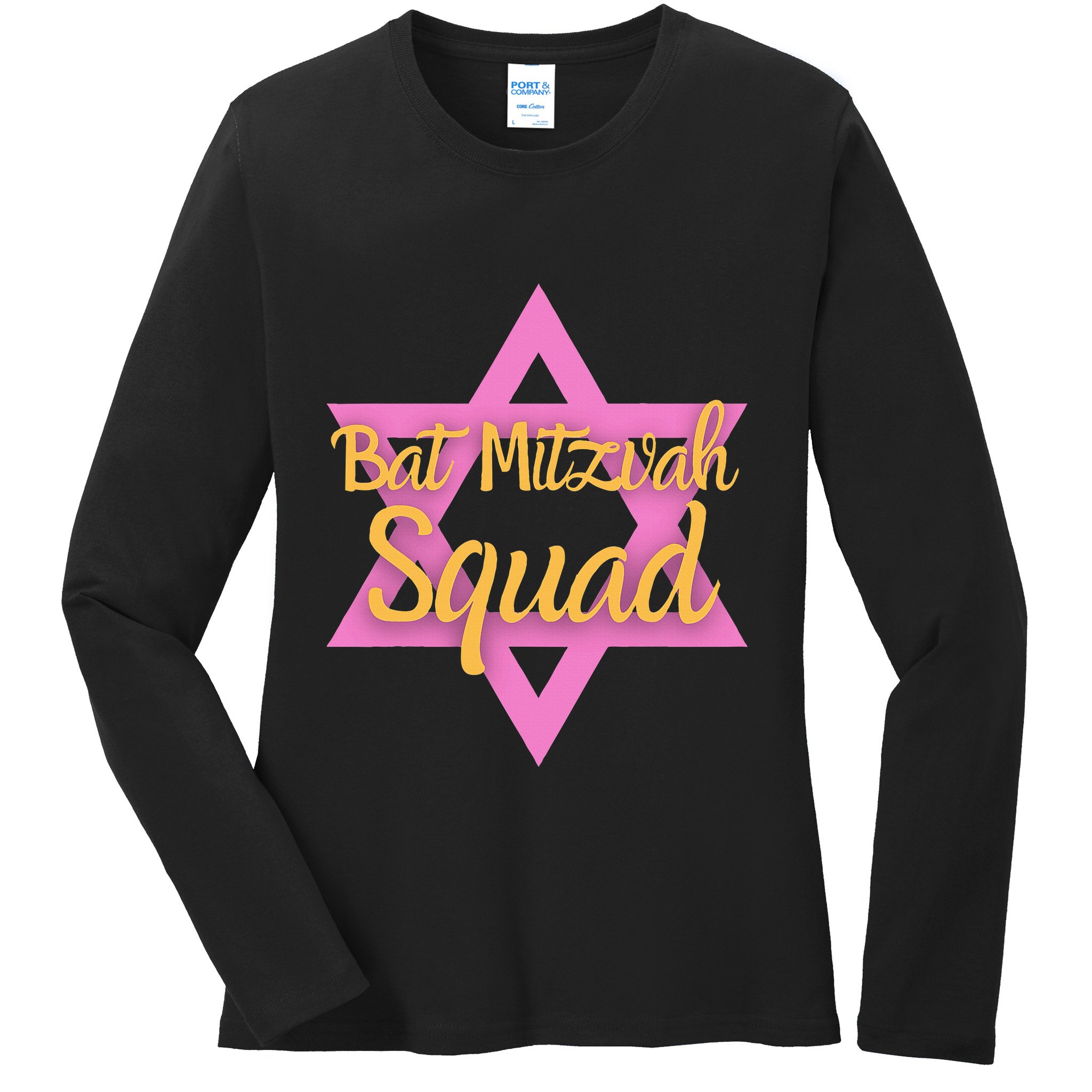 Bat Mitzvah Squad Girl Jewish Star Of David 13 Years Old Ladies Long Sleeve Shirt