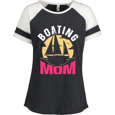 Boating Mom Ship Captain Boat Yacht Mother Mommy Mama Cool Gift Enza Ladies Jersey Colorblock Tee