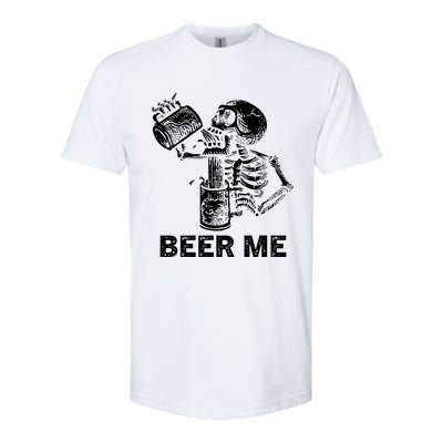 Beer Me Skeleton Scary Spooky Drinking Party Gift Softstyle CVC T-Shirt