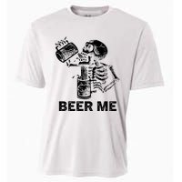 Beer Me Skeleton Scary Spooky Drinking Party Gift Cooling Performance Crew T-Shirt