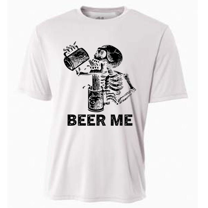 Beer Me Skeleton Scary Spooky Drinking Party Gift Cooling Performance Crew T-Shirt