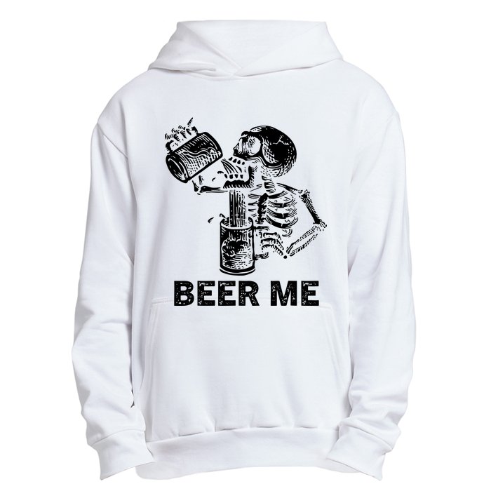 Beer Me Skeleton Scary Spooky Drinking Party Gift Urban Pullover Hoodie