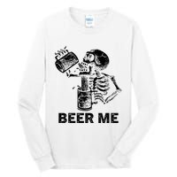 Beer Me Skeleton Scary Spooky Drinking Party Gift Tall Long Sleeve T-Shirt