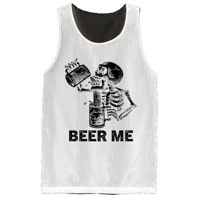 Beer Me Skeleton Scary Spooky Drinking Party Gift Mesh Reversible Basketball Jersey Tank