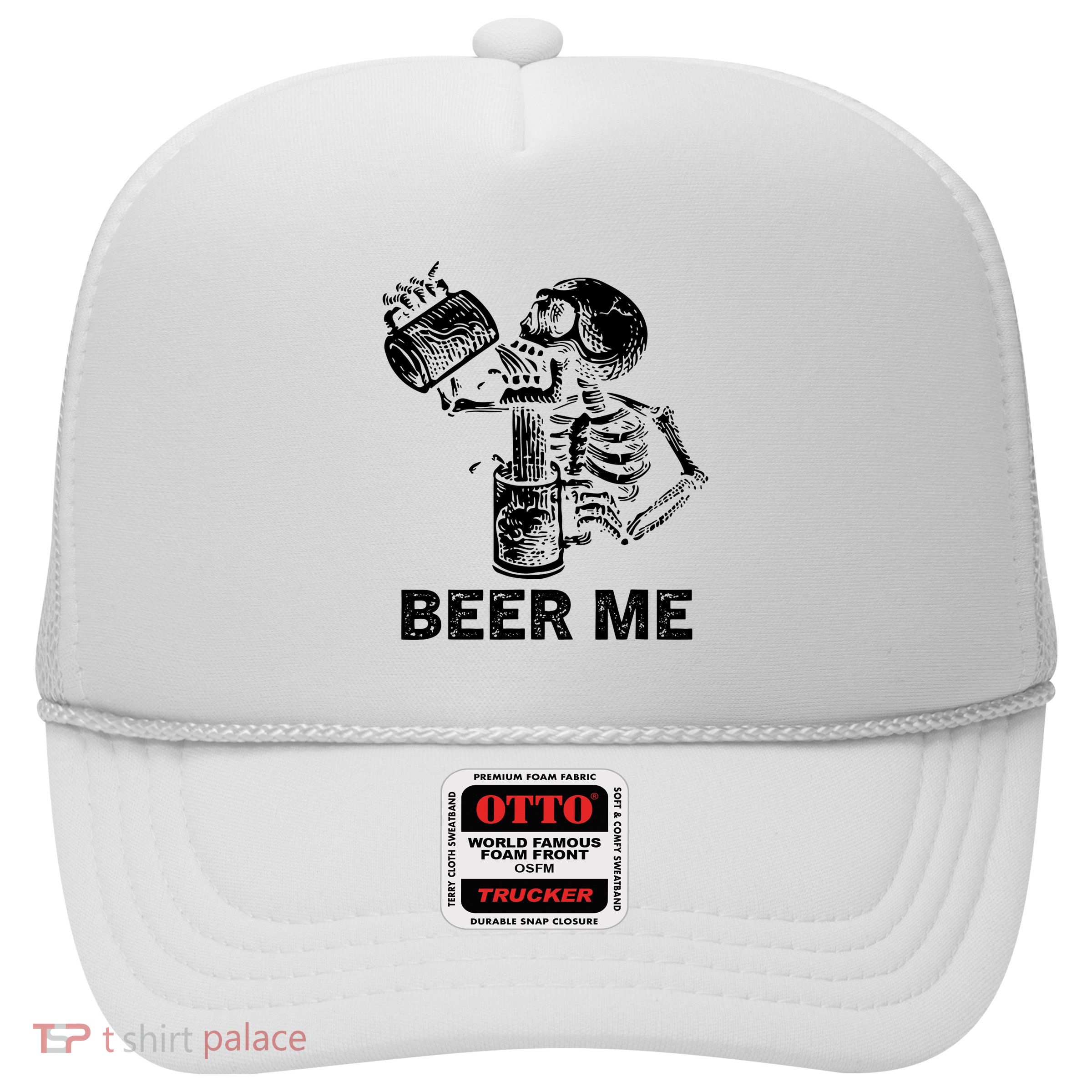 Beer Me Skeleton Scary Spooky Drinking Party Gift Trucker Hat