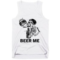 Beer Me Skeleton Scary Spooky Drinking Party Gift Tank Top