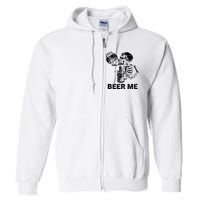 Beer Me Skeleton Scary Spooky Drinking Party Gift Full Zip Hoodie