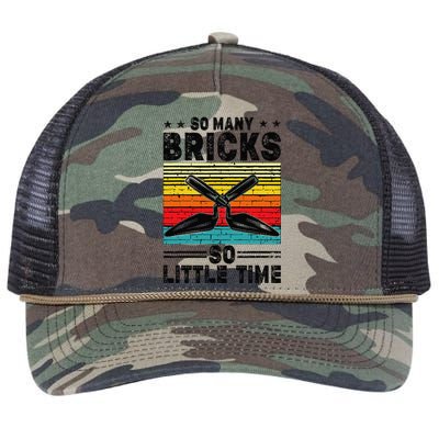 Brick Mason So Many Bricks So Little Time Brick Layer Retro Rope Trucker Hat Cap