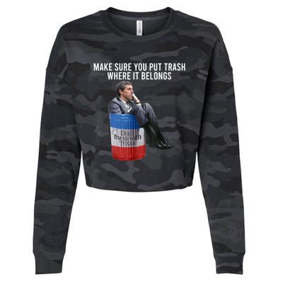 Beto Make Sure You Put Trash Where It Belongs Cropped Pullover Crew