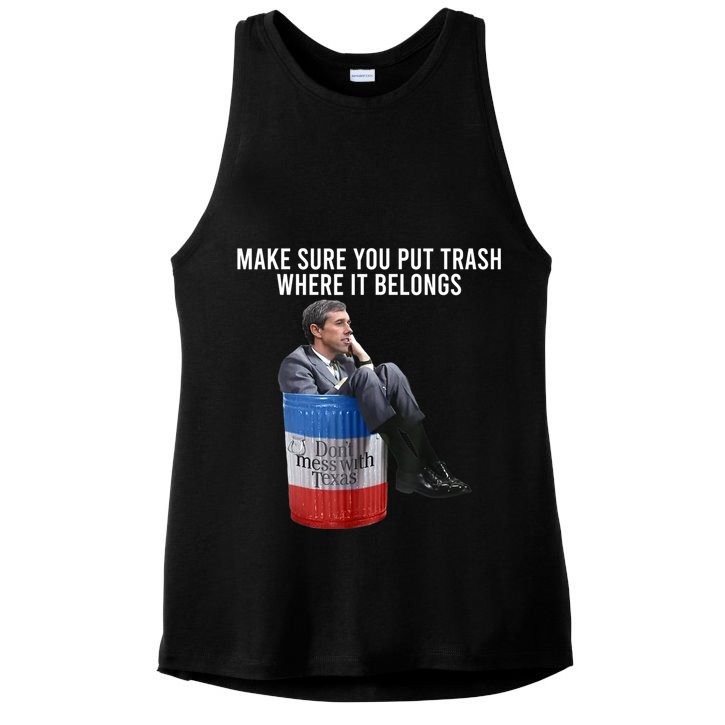 Beto Make Sure You Put Trash Where It Belongs Ladies PosiCharge Tri-Blend Wicking Tank