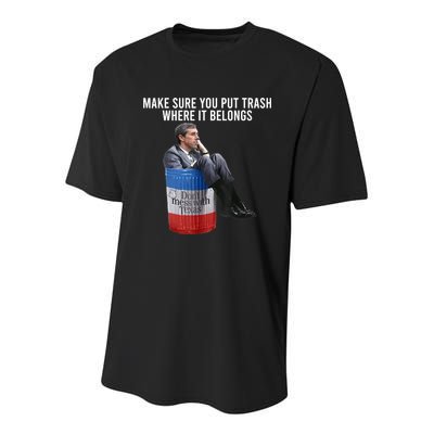 Beto Make Sure You Put Trash Where It Belongs Youth Performance Sprint T-Shirt