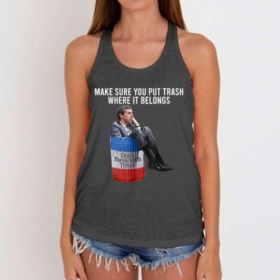 Beto Make Sure You Put Trash Where It Belongs Women's Knotted Racerback Tank