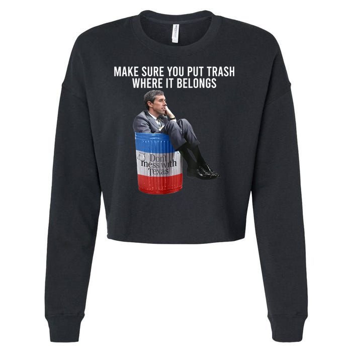 Beto Make Sure You Put Trash Where It Belongs Cropped Pullover Crew