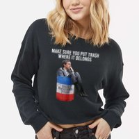 Beto Make Sure You Put Trash Where It Belongs Cropped Pullover Crew