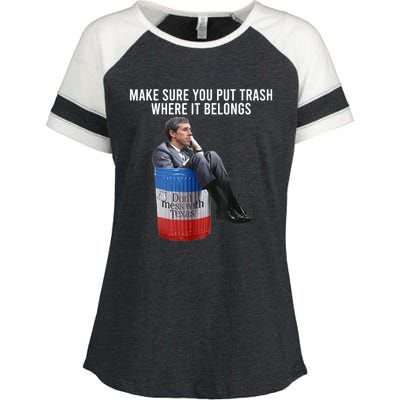 Beto Make Sure You Put Trash Where It Belongs Enza Ladies Jersey Colorblock Tee