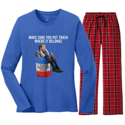 Beto Make Sure You Put Trash Where It Belongs Women's Long Sleeve Flannel Pajama Set 