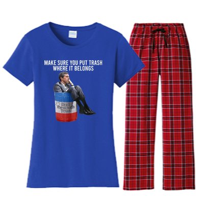 Beto Make Sure You Put Trash Where It Belongs Women's Flannel Pajama Set