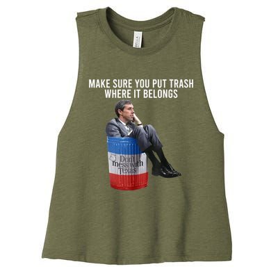 Beto Make Sure You Put Trash Where It Belongs Women's Racerback Cropped Tank