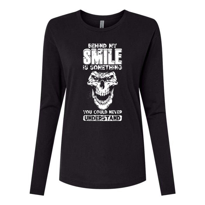 Behind My Smile Never Understand Depression Awareness Womens Cotton Relaxed Long Sleeve T-Shirt