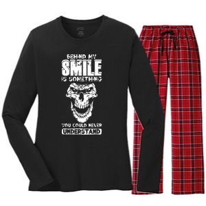 Behind My Smile Never Understand Depression Awareness Women's Long Sleeve Flannel Pajama Set 