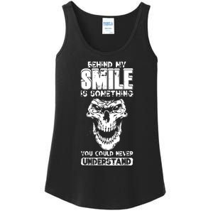 Behind My Smile Never Understand Depression Awareness Ladies Essential Tank