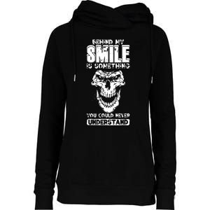 Behind My Smile Never Understand Depression Awareness Womens Funnel Neck Pullover Hood