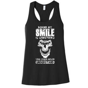 Behind My Smile Never Understand Depression Awareness Women's Racerback Tank