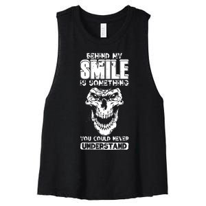 Behind My Smile Never Understand Depression Awareness Women's Racerback Cropped Tank