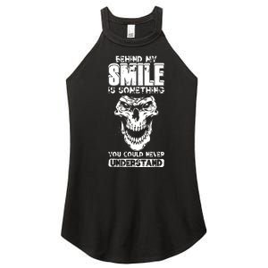 Behind My Smile Never Understand Depression Awareness Women's Perfect Tri Rocker Tank