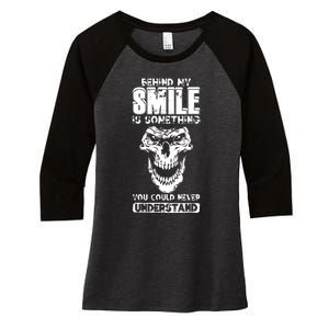 Behind My Smile Never Understand Depression Awareness Women's Tri-Blend 3/4-Sleeve Raglan Shirt