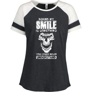 Behind My Smile Never Understand Depression Awareness Enza Ladies Jersey Colorblock Tee