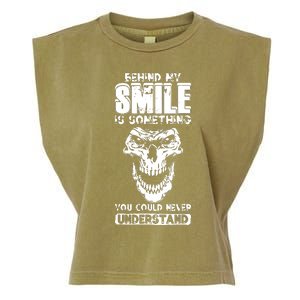 Behind My Smile Never Understand Depression Awareness Garment-Dyed Women's Muscle Tee