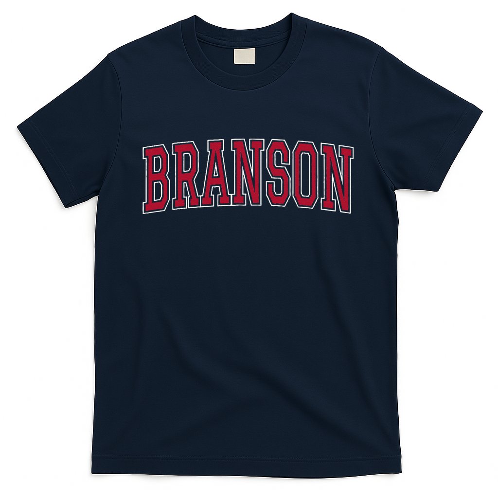 Branson Missouri Souvenir Varsity Style Red Text T-Shirt