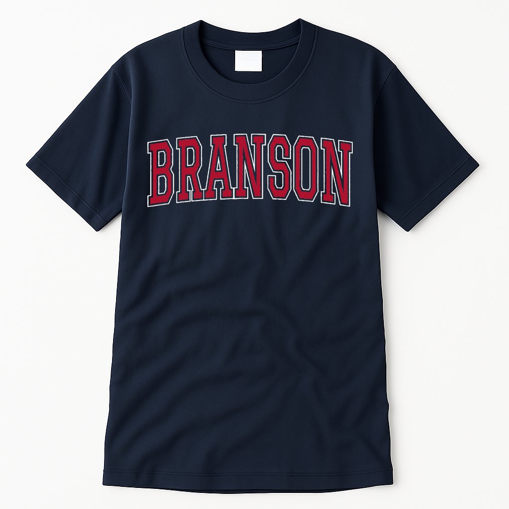Branson Missouri Souvenir Varsity Style Red Text Tall T-Shirt