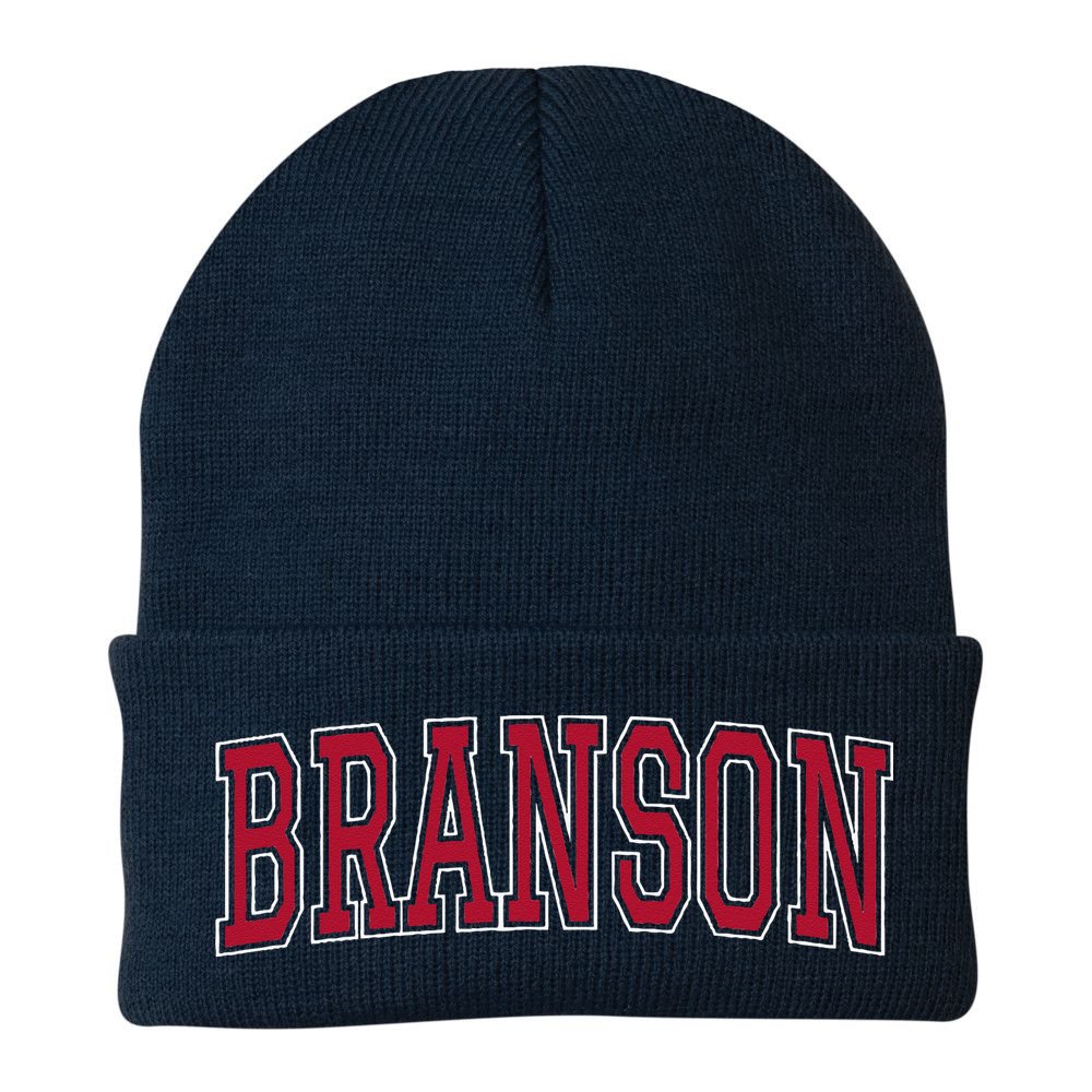 Branson Missouri Souvenir Varsity Style Red Text Beanie